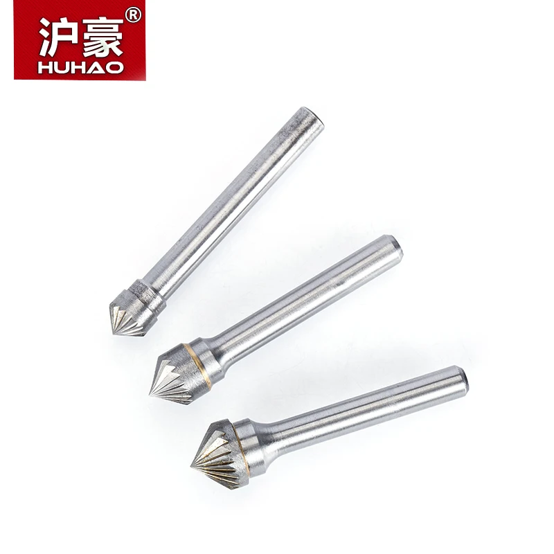 HUHAO 1pc 6mm Shank Tungsten Steel Cutter Metal Grinding Carving Rotary File Cylindrical Router Bit For Metal Polishing K Type