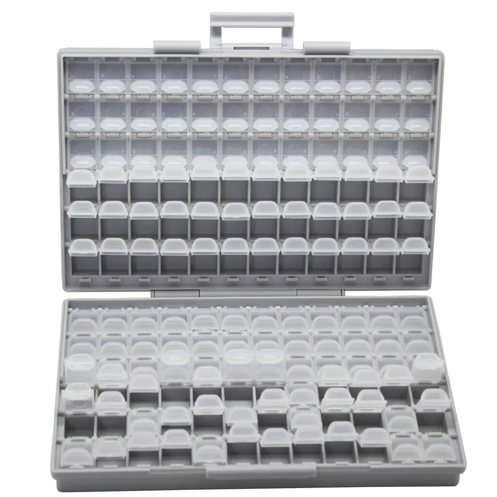 

AideTek BOX-ALL-144 Compartments SMD Resistor Capacitor Beads Storage white Box Organizer plastic toolbox