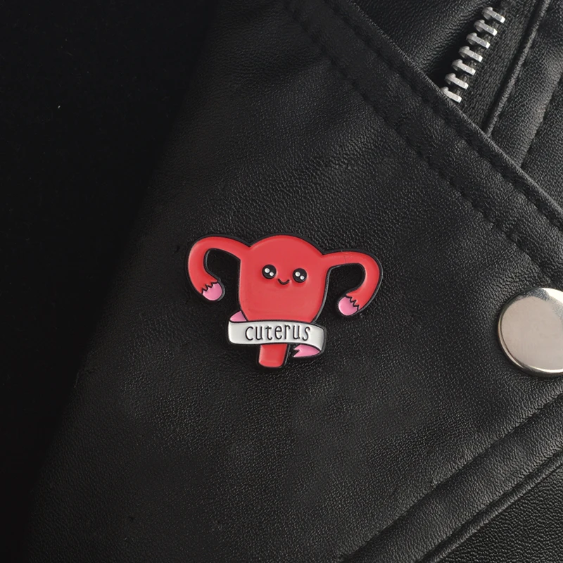 Cuterus Shape Enamel Pin Uterus Feminist Pin Brooch Feminist Cartoon as Gift for Doctor/Nurse/Graduation student Medical