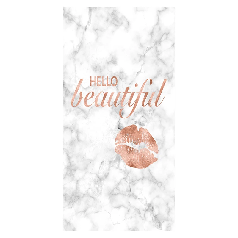 Modern Rose Gold Marble Beach Shower Towels for Women Hello Beautiful Lip Print Bath Sport Spa Towels Soft Stylish Birthday Gift