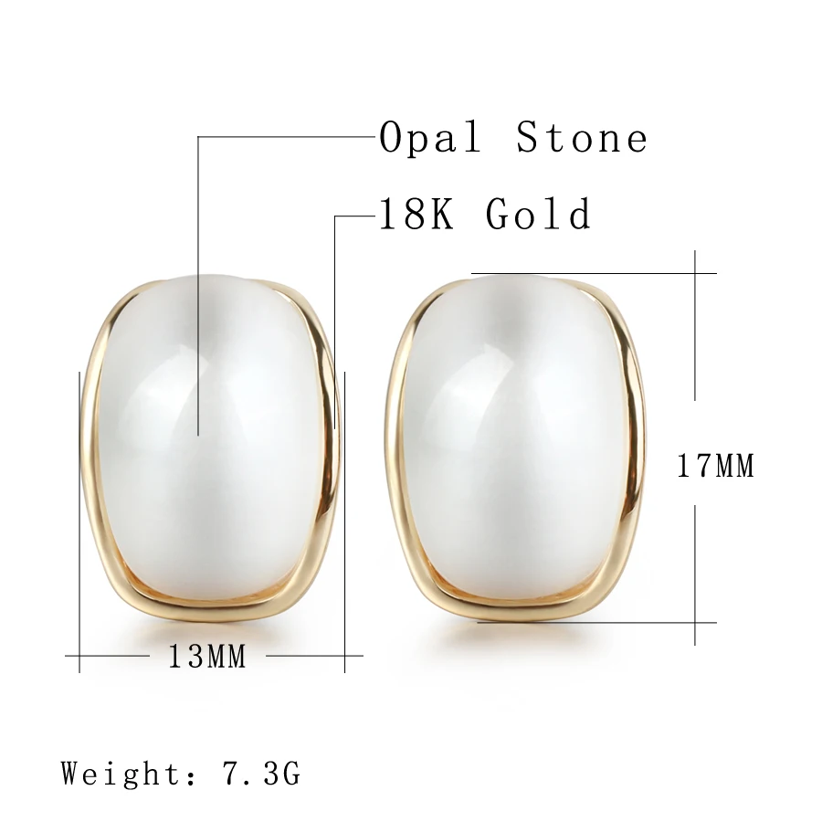 Top Quality Opal Stone Gold Color Big Stud Earrings For Women Minimalist Bulgaria Jewelry Vintage Wedding Earings Accessories