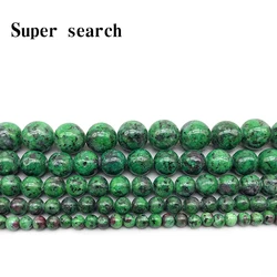 Natural Stone Beads Epidote Zoisite Tourmaline Color Beads 6 8 10 12MM Fit DIY Beads For Bracelets Jewelry Making