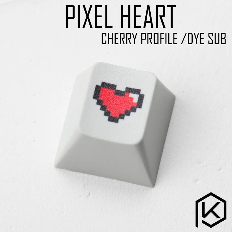 Novelty cherry profile pbt keycap for mechanical keyboards Dye Sub legends pixel heart black red