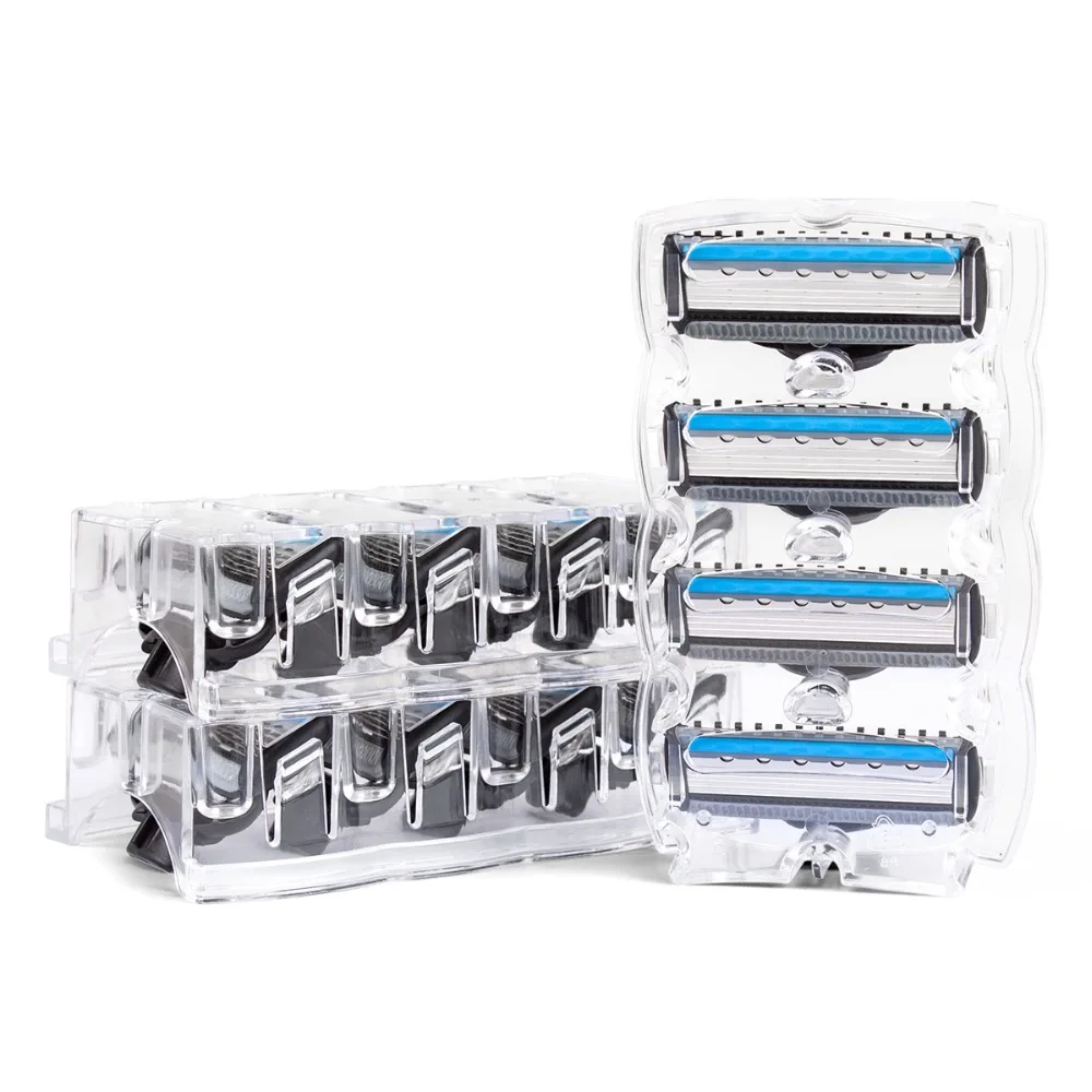 QShave Men Shaving Razor Blade Refill X5 Blade Plus 1 Trimmer Blade, 12 pcs (Only Blades No Handle)