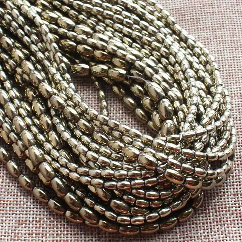 Natural Hematite Plated Color Oval Beads 15inch per strand, For DIY Jewelry Making,wholesale for all items!