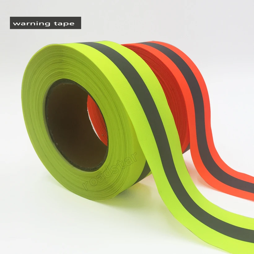 Roadstar 5cmX5m Fluorescent Yellow&Orange Warning Tape for Safety Clothes Sewing on Reflective Fabric
