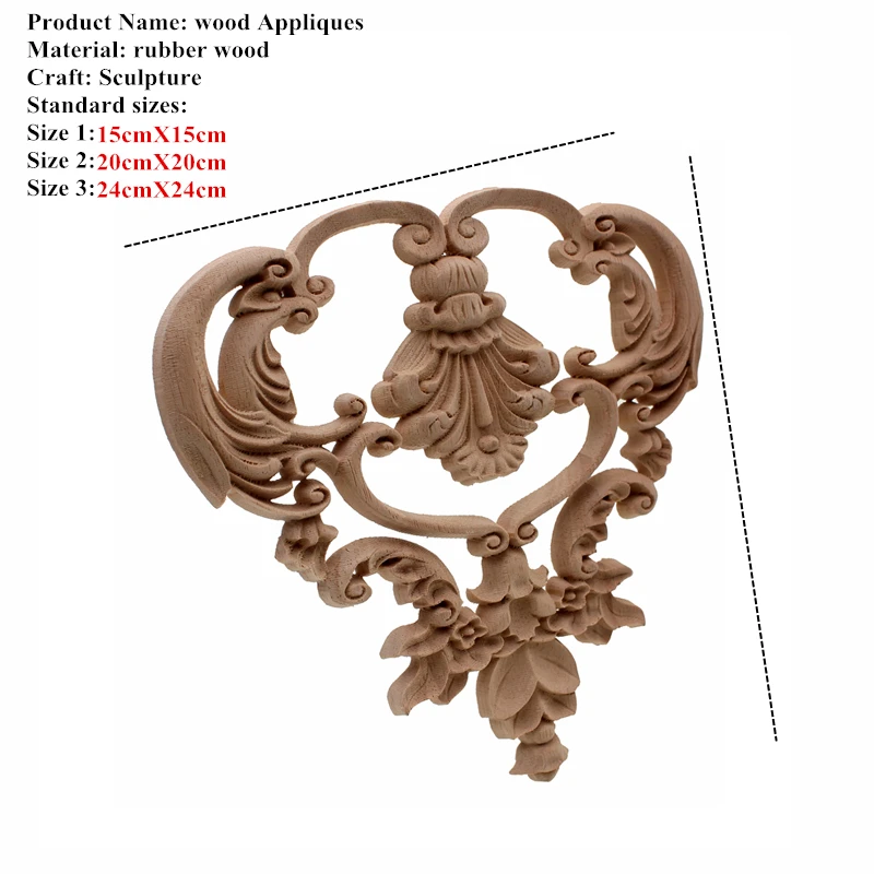 VZLX Vintage Unpainted Wood Carved Corner Onlay Applique Frame For Home Furniture Wall Cabinet Door Crafts Home Decor Decoration