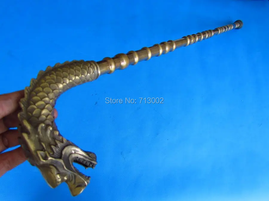 Vintage Brass Walking Sticks Canes Strong Trekking Dragon Handle Bamboo trunk Strong