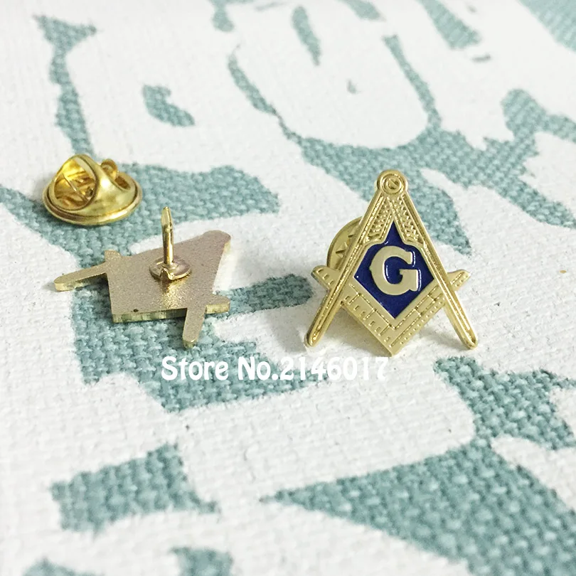 100pcs Customized Enamel Pins Masonic Square and Compass with G 19mm High Badge Freemason Masonry Pin Brooch Lodge Metal Craft