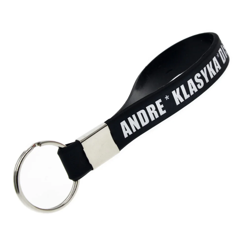 Günstigstes Maßgefertigtes Logo Geprägtes Silikon-Armband Schlüsselanhänger Schwarz – Detail 2
