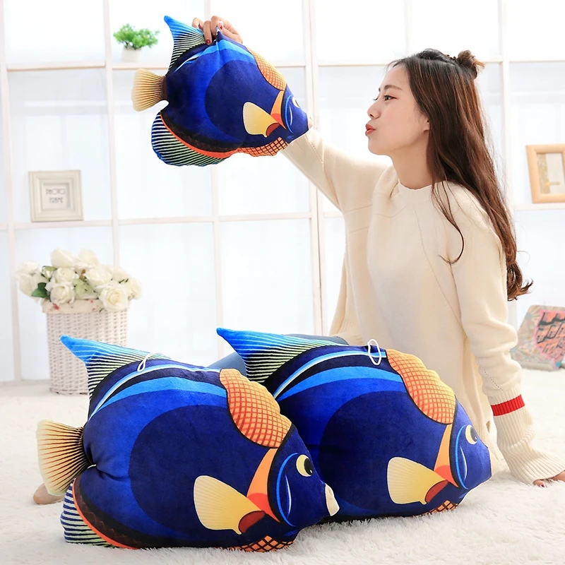 cute creative plush blue fish toy stuffed Butterfly fish pillow birthday gift