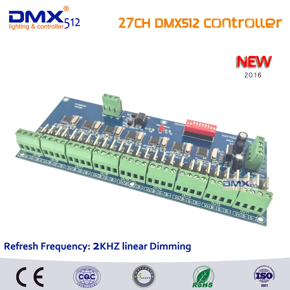 DHL Free shipping New Arrivals 5pcs 27 channel dmx512 decoder, each output linear dimming, 27CH DMX controller 2years Warranty