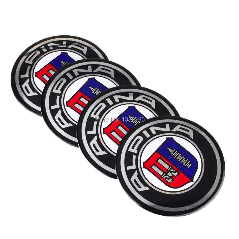 4 x Car Styling 3D Metal Chrome Aluminium Alloy Wheel Center Cap Stickers Wheel Hub Cap Decals Emblems Badges for Alpina