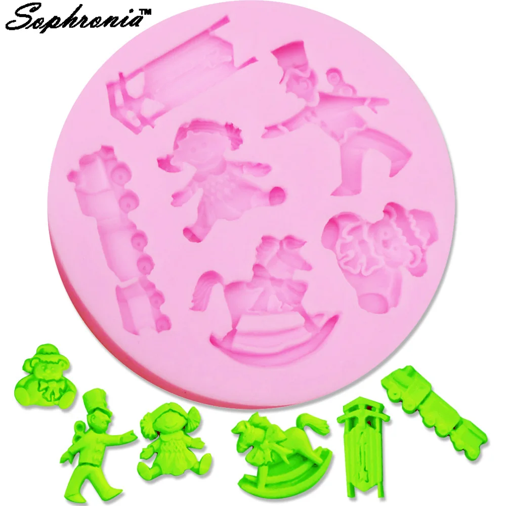 Baby Trojan Police Train Snowman Silicone Baking Form 3d Molds For Dessert Cake Lollipop Ice Cube Jelly Biscuit Birthday Party