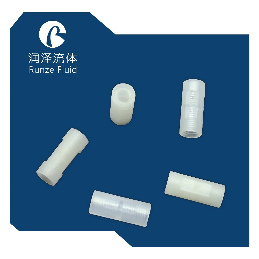 Small Standard 1/4-28UNF Thread Female Straight Connector PTFE PP