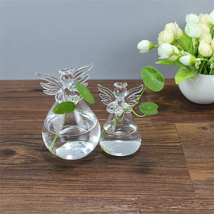 Fashion Design Angel Modelling Transparent Hanging Glass Hydroponic Flowers Vase DIY Plant Terrarium Container Pots