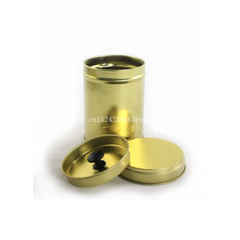 50Pcs 64x90mm Golden color tea boxes small round tin seal metal package tin tea packaging tank food tin can