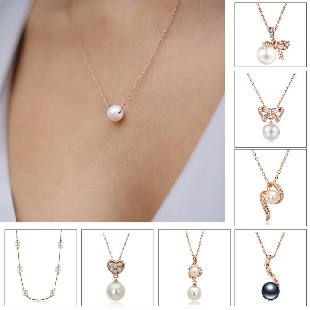 ZHOUYANG Imitation Pearl Chain Pendant Necklace for Women Fashion Jewelry Rose Gold Color 2024