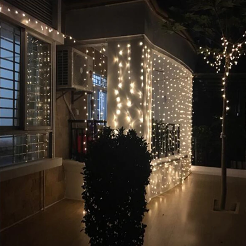 Guirnalda de luces navideñas para el hogar, decoración de Navidad, boda, guirnalda de cortina de hadas, tira de luces de fiesta