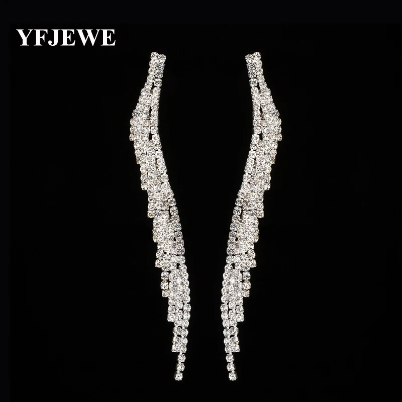 Yfjenós brincos de luxo femininos, brincos de cristal de strass para festa de casamento, joias elegantes e467