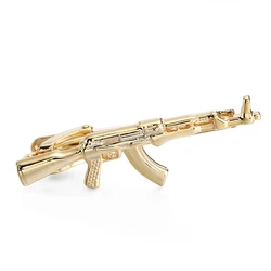 Novelty Gold-color AK-47 Gun Tie Clips for Gentleman Necktie Clamp Clasp Men Tie Accessories Fashion Gift Brand Jewelry