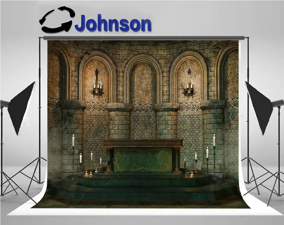 

altar fantasy church candles light room backgrounds High quality Computer print wall backdrop