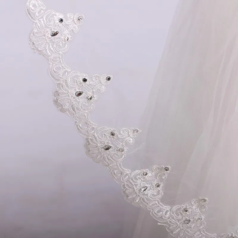 Lace Circled One Layer Wedding Veil 1.5 m Length