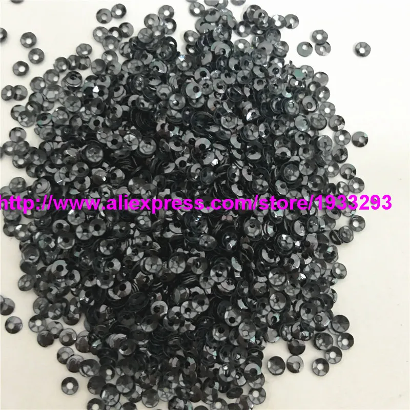 3mm 25gram/lot (5000 pcs) Dark Gray deep cup round loose sequins golden plating paillettes sewing wedding craft