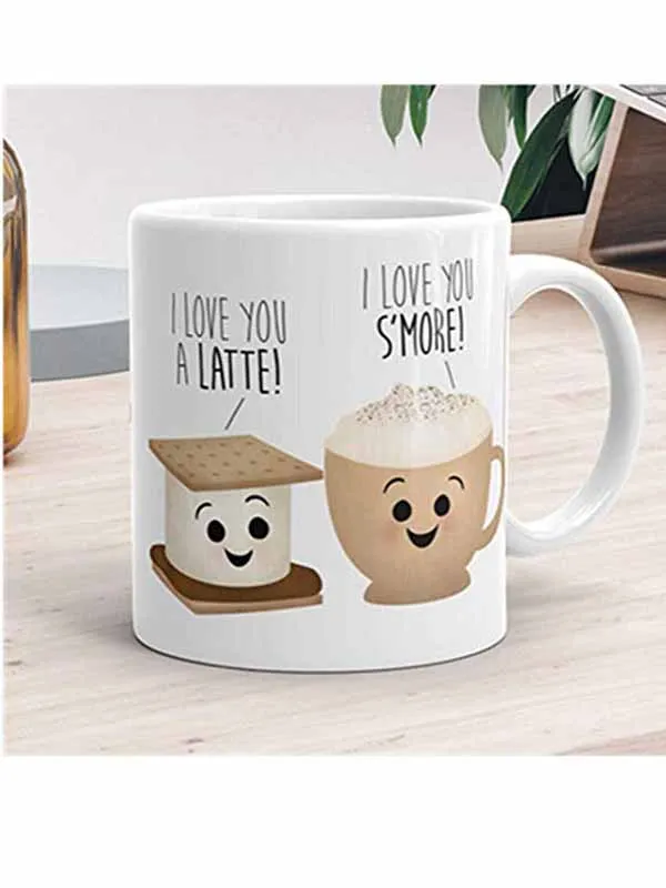 Caneca engraçada-eu te amo um latte eu te amo smore more-amor canecas com ditos casal comida puns feliz dia dos namorados presente, 11oz cerami