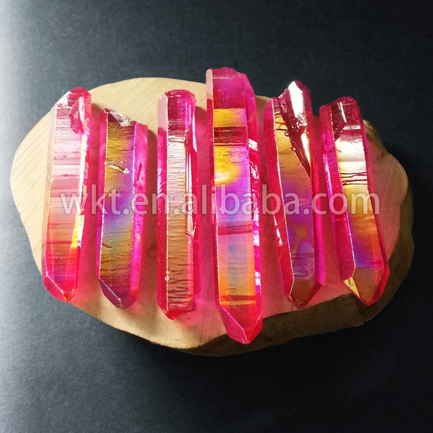 WT-G064 Wholesale charm aura crystal stone for jewelry making aura spirit crystal quartz blink red beautiful color natural stone