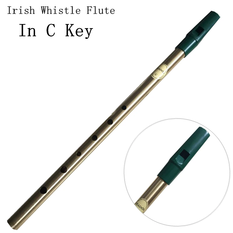 Irish Whistle Flute C key Ireland Flute Feadog Brass Tin Pennywhistle Metal Pocket Feadan 6Hole Musical Instrument