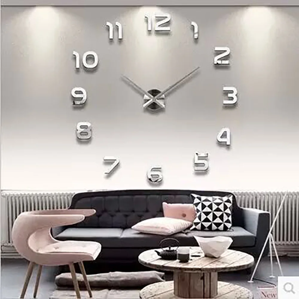 3d Luminous Real Big Wall Clock Rushed Mirror Sticker Diy Living Room Home Decor Fashion Watches  Quartz Large