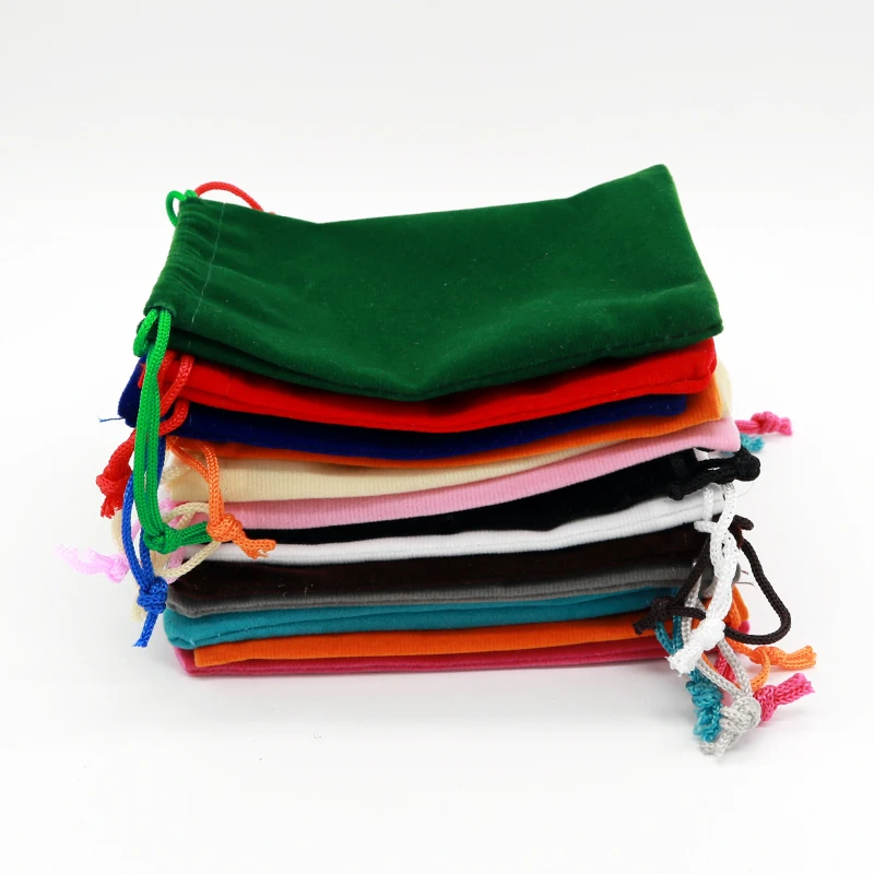 50pcs/lot 9x12 13x18 15x20cm Velvet Bag Drawstring Gift Bag Pouches Can Custom Logo Bracelet Charms Watch Jewelry Packaging Bags