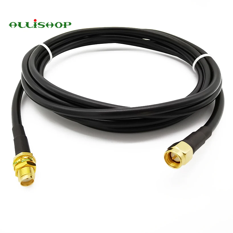 ALLiSHOP RF Cable assembly sma male to sma female plug to jack rf Coaxial low loss RG58 cable for Antenna extension Router