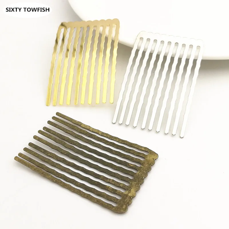 8 pieces/lot 31x49mm Metal Gold color/White K/Antique bronze Hair Combs Fashion Hairwear DIY Hair Jewelry Accessory Findings