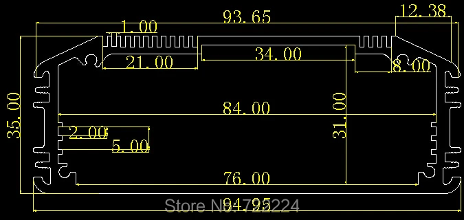 1 piece 95*35*110mm electronic project integrated aluminum box housing DIY instrument case PCB shell power amplifer enclosure