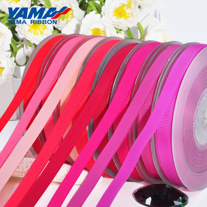 YAMA 6 9 13 16 19 22 mm 100 yards/lot Grosgrain Ribbon Red Pink Wholesale for Diy Dress Accessory House Wedding Decoration