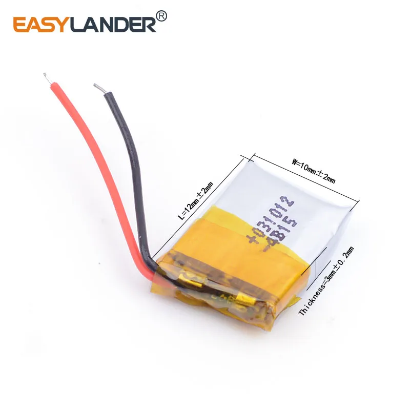 3.7V 30mAh 301012 Rechargeable Lithium Li-ion Li Polymer Battery for Mp3 Mp4 PAD DVD DIY Bluetooth Headephone