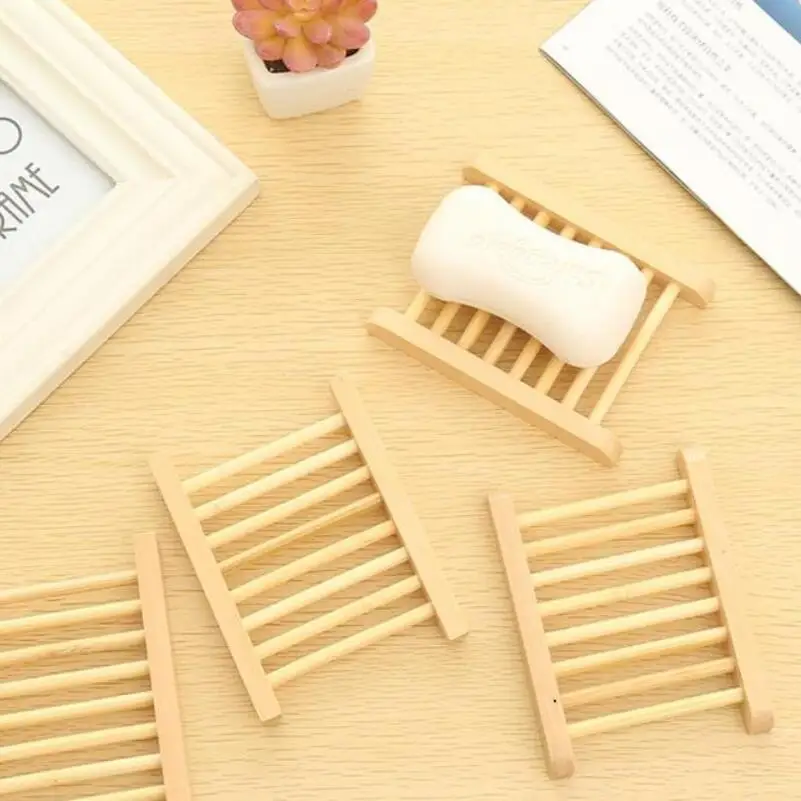 

Natural Bamboo Wooden Soap Dish Wooden Soap Tray Holder Storage Soap Rack Plate Box Container LX6268