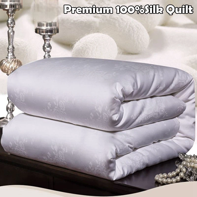 Premium Custom Handwork 100%Mulberry Silk Comforter 2kg 3kg 4kg Silk Quilts Satin Jacquard Cotton Fabric Cover Silk Blankets