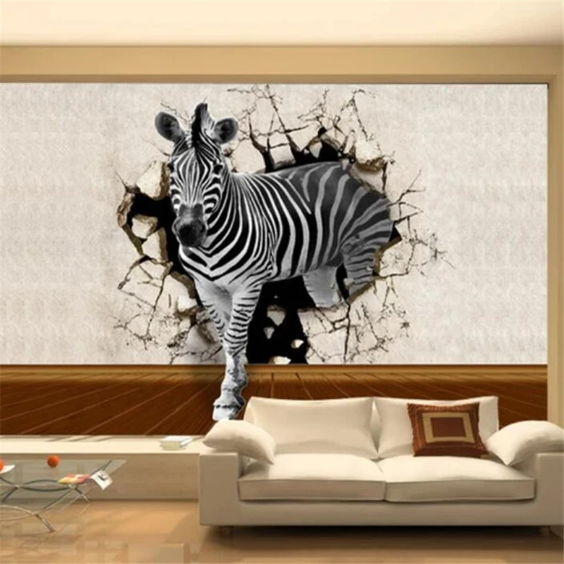 

Custom wallpaper zebra 3d mural animal stereo home decoration TV background wall papers home decor papel de parede 3d wallpaper