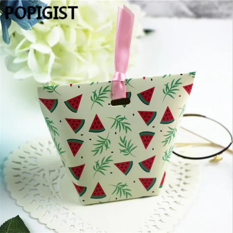 Lovely Watermelon Candy Boxes Party Favor Wrap Bags Kids Gifts Packing Cases Paper Gift Bag Christmas Chocolate Box Bomboniere