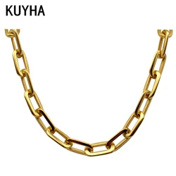 Mirror Polish Silver Color Never Fade 316L Stainless Steel Long Square Chain Connected Chain Link Necklace for Women