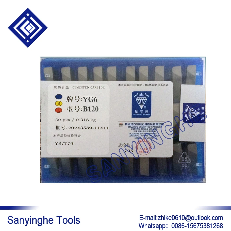 

30pcs/lots B120 YG6 / YG8 / YW1 / YW2 / YT5 / YT14 / YT15 Carbide Welding Inserts Brazed Insert