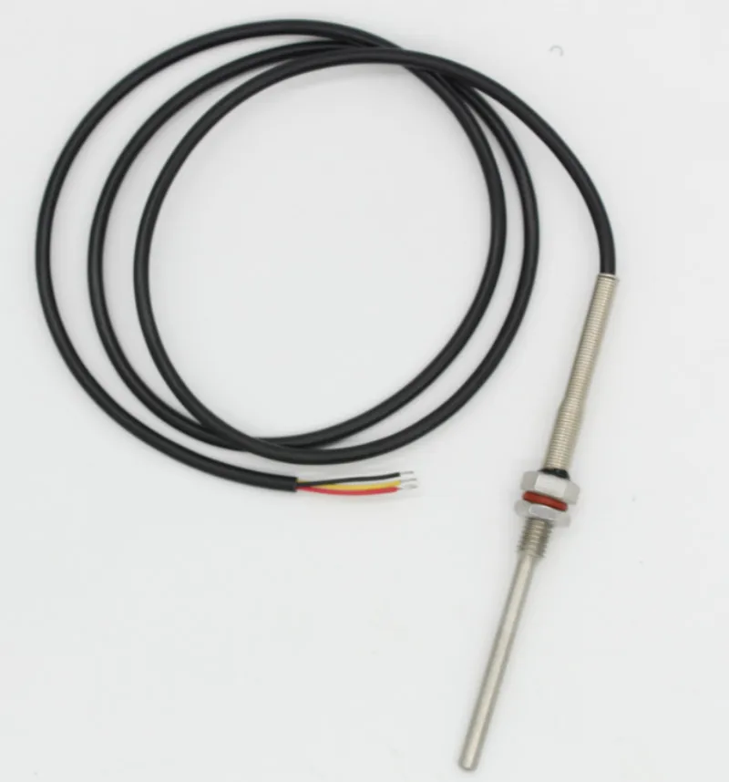 

PT100 SUS304 Platinum Resistance Temperature Sensor M10X1.5 Thread Probe OD=6 mm 1m PVC 3-core Wire thermowell Stainless Steel