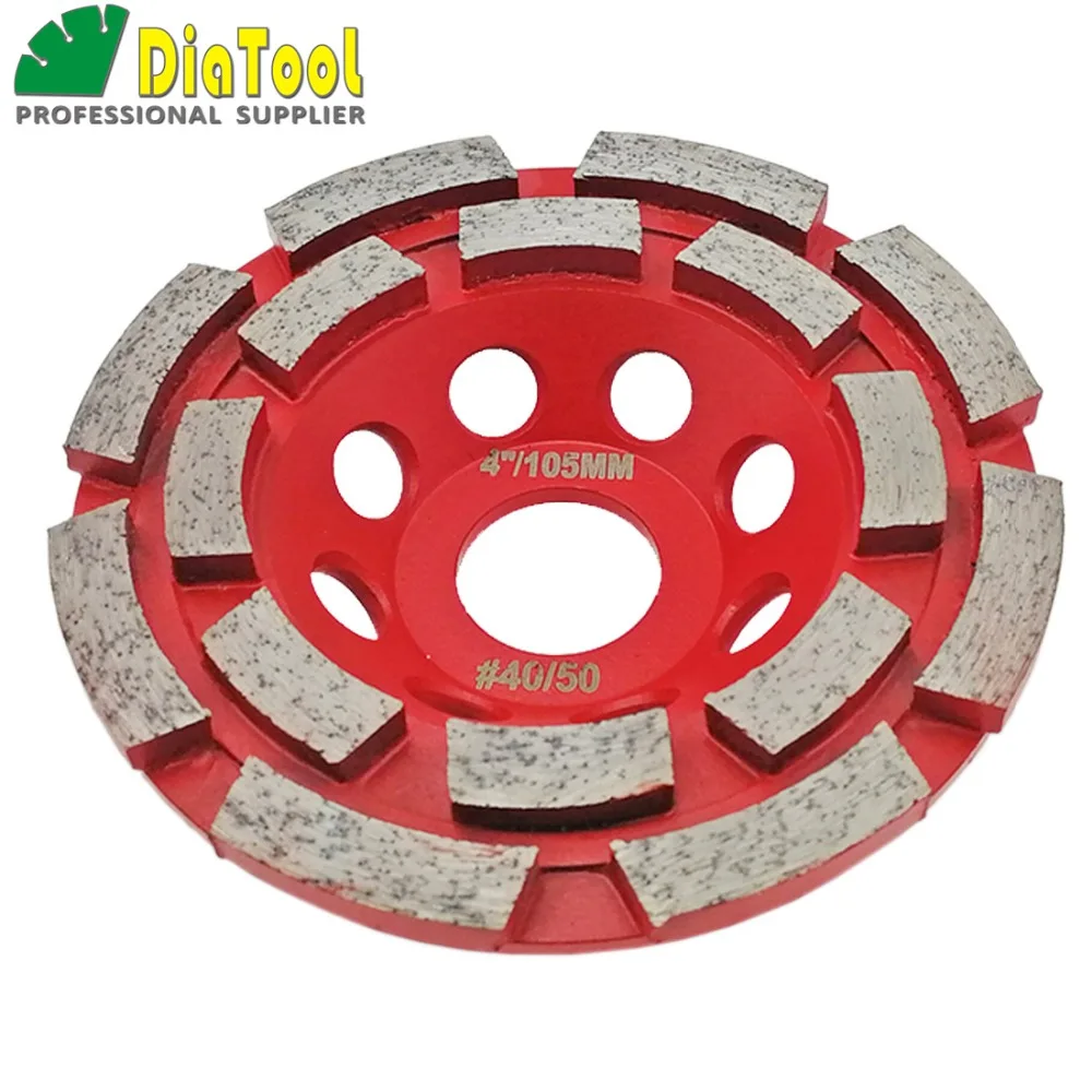 DIATOOL-Rueda de copa de doble fila de diamante, diámetro de 100mm, para Material abrasivo de hormigón, muela de 4 pulgadas, diámetro de 22,23mm