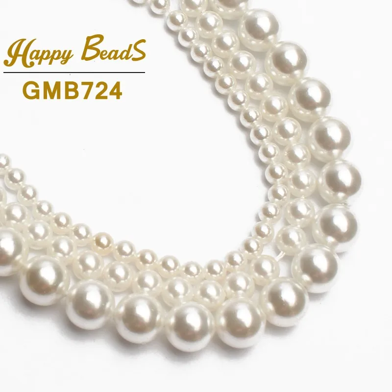 Wholesale Natural White Shell Pearl Round Loose Beads For Jewelry Making Choker Making Diy Bracelet Jewellery 2/3/4/6/8/mm 15''