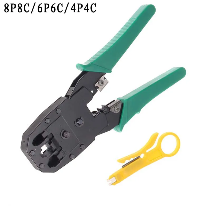 Alicates de línea de cabeza de cristal multifunción, Alicates de abrazadera de línea de banda ancha, crimpadora de Cable de alambre, herramientas manuales de red de PC