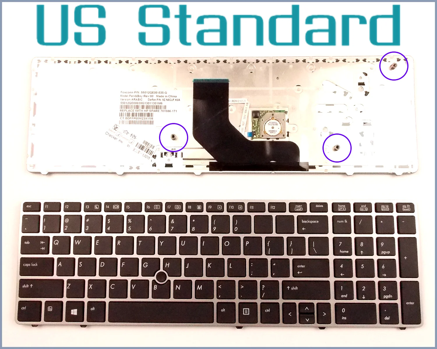 

Английская версия клавиатуры для ноутбука HP 9Z.N6GSF.L01 9Z.N6GUF.201 9Z.N6GUF.K01 с серебристой рамкой и указателем
