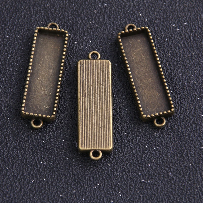 4pcs 9*30mm Inner Size  Antique Bronze/  Geometry Style Rectangle Cabochon Base Setting Charms Pendant